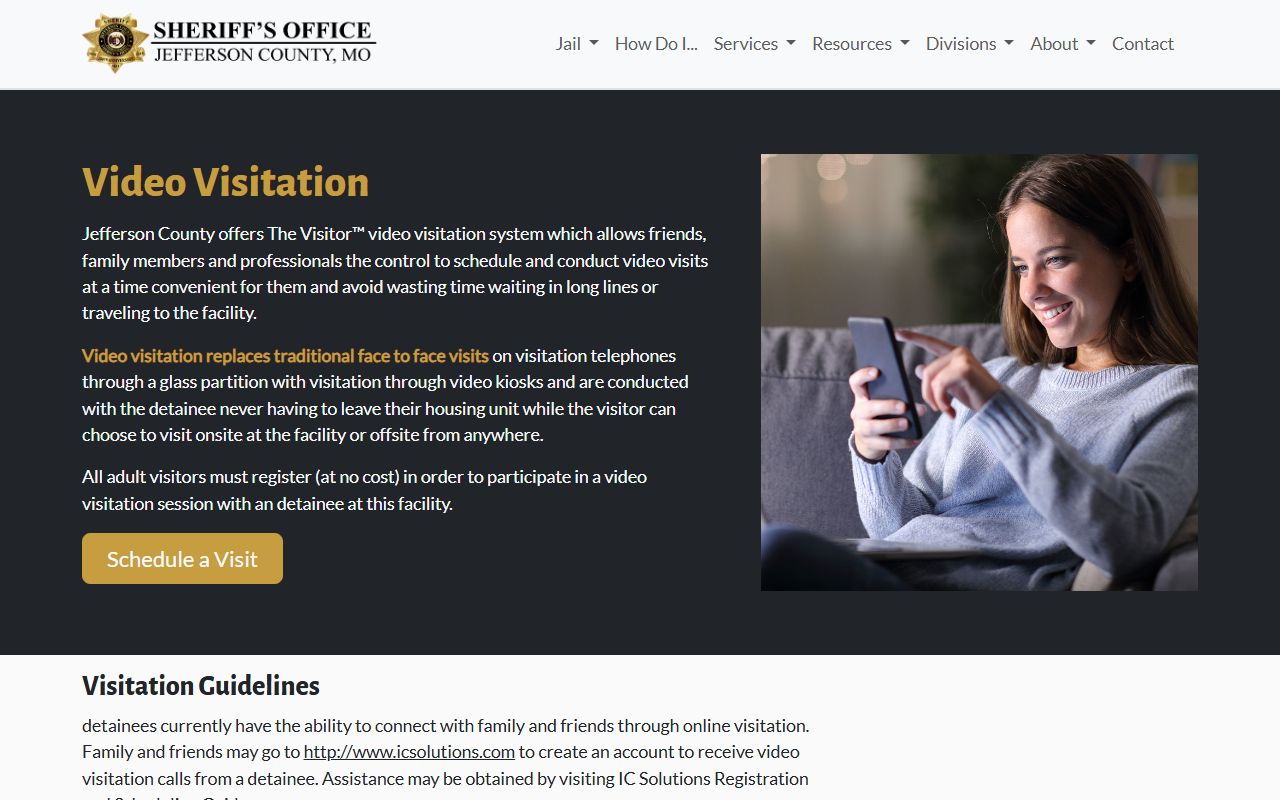 Jefferson County Detention Center video visitation schedule and rules
